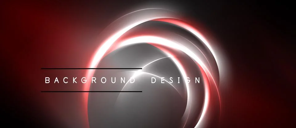 Abstract design features swirling light lines, red accents, dark background. Stock Illustration