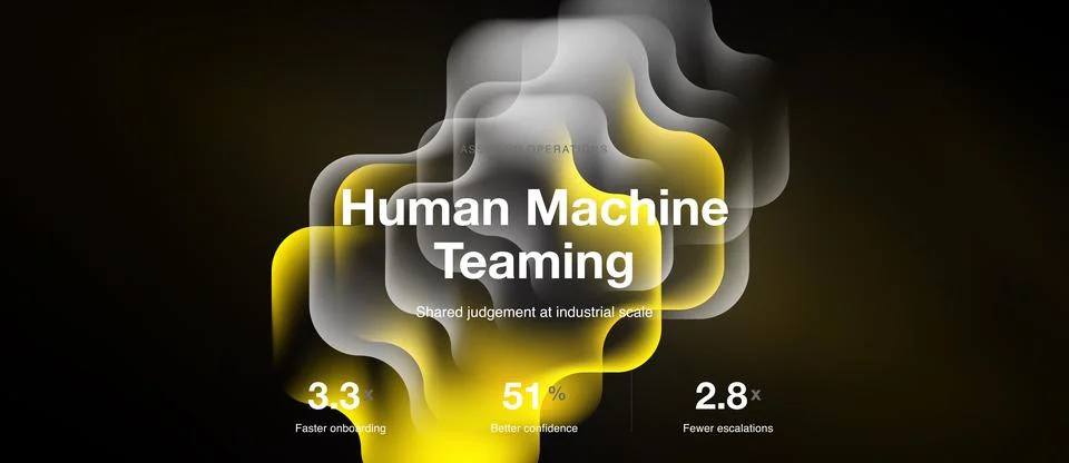 Abstract design features text Human Machine Teaming. Numbers indicate faster 스톡 일러스트