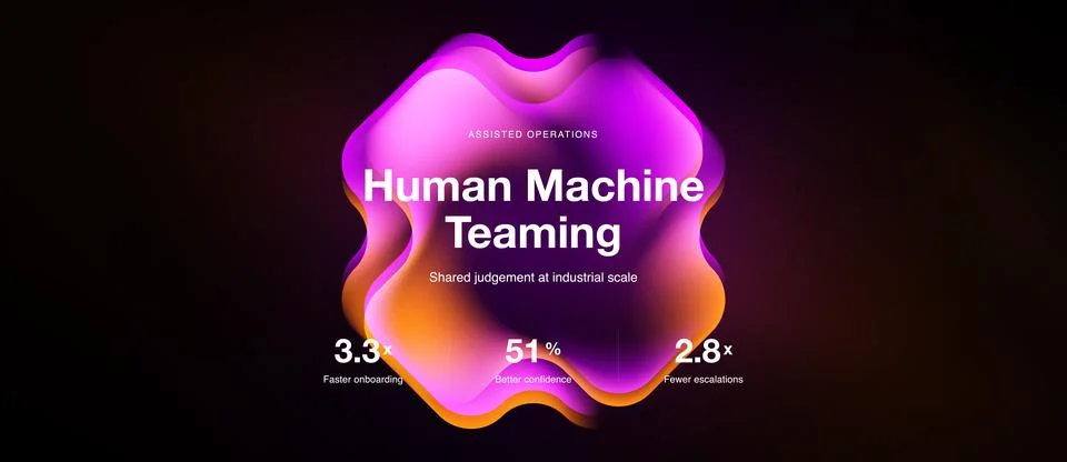 Abstract design features text promoting human machine teaming. Metrics high.. Stock Illustration