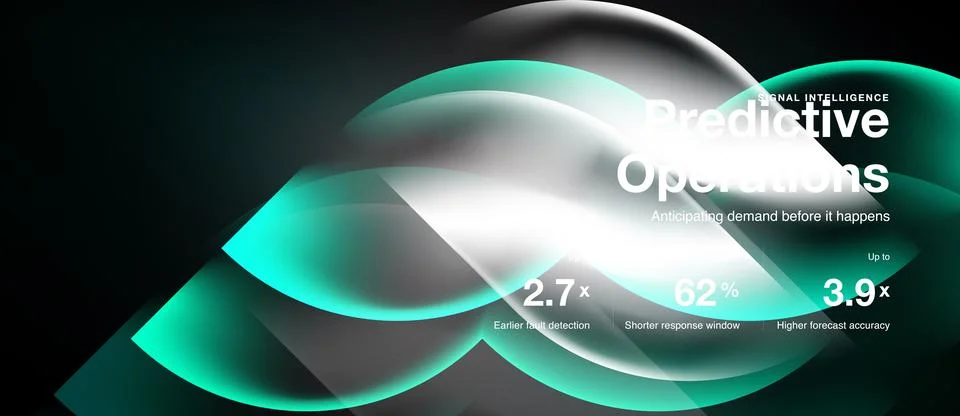 Abstract design features text promoting predictive operations. Numbers high.. Stock Illustration