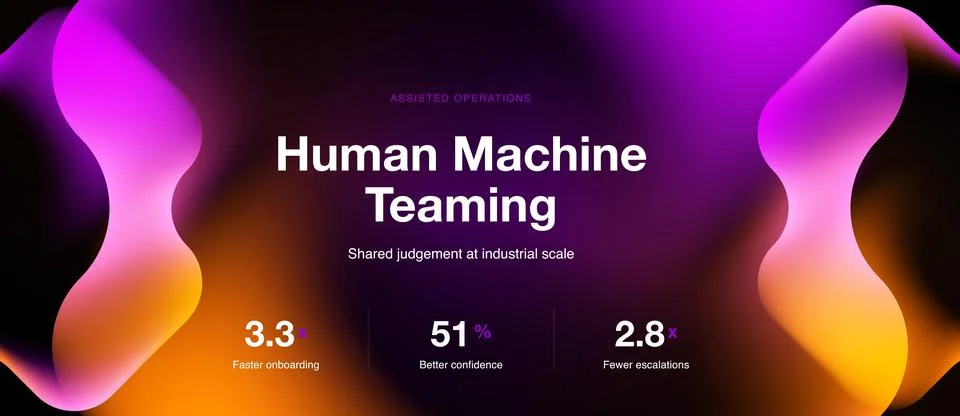 Abstract design features text promoting human machine teaming. Metrics high.. Stock Illustration