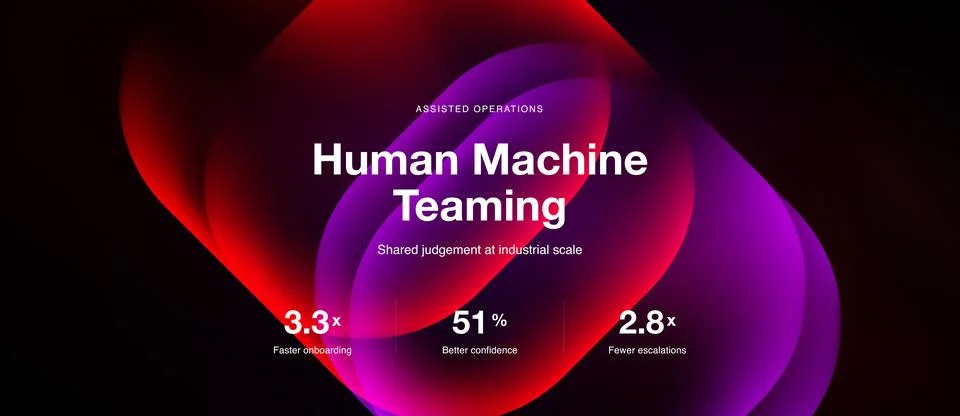 Abstract design features text promoting human machine teaming. Metrics high.. Stock Illustration