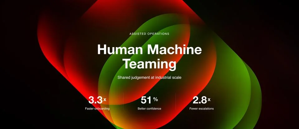 Abstract design features text regarding human machine teaming, assisted Stockillustratie