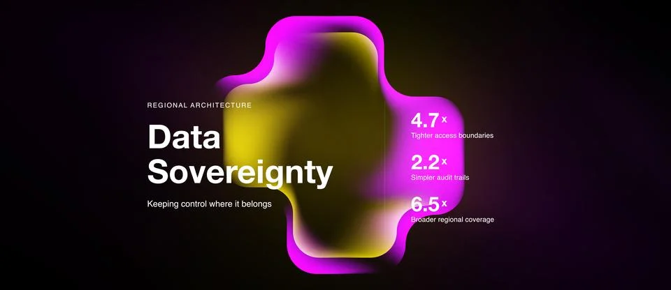 Abstract design features text regarding data sovereignty. Numbers highlight Stock Illustration