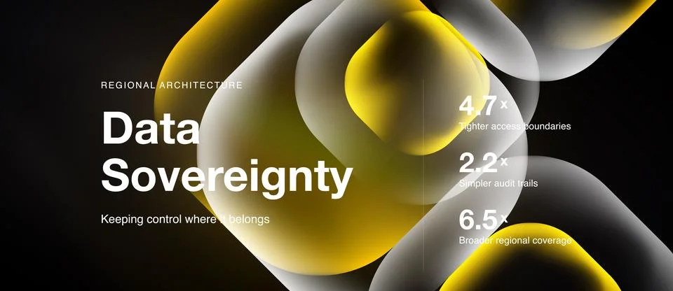 Abstract design features text regarding data sovereignty, regional architec.. Stock Illustration