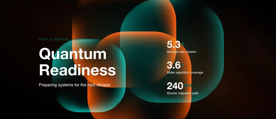 Abstract design features text regarding quantum readiness, preparing system.. 스톡 일러스트