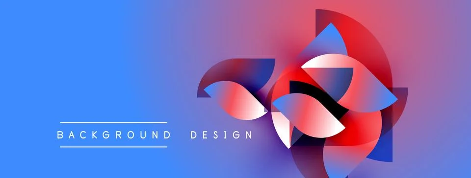 Abstract design features vibrant blue, pink, purple gradients. Modern shapes Illustrazione stock