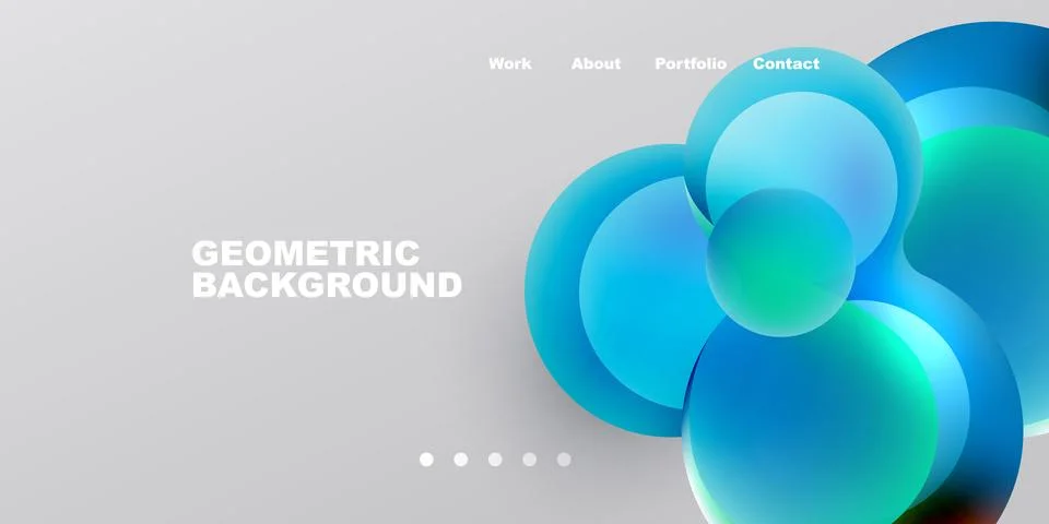 Abstract design features vibrant blue shapes, text elements, minimal naviga.. 库存插图