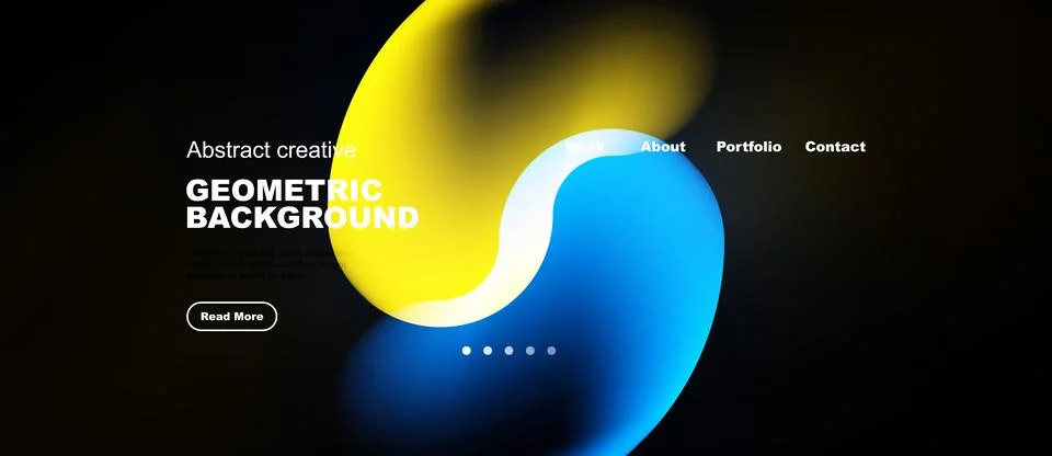 Abstract design features vibrant blue, yellow shapes over black background... Ilustração Stock