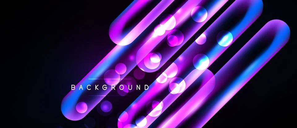 Abstract design features vibrant blue, purple gradients. Dynamic shapes creat Stock Illustration