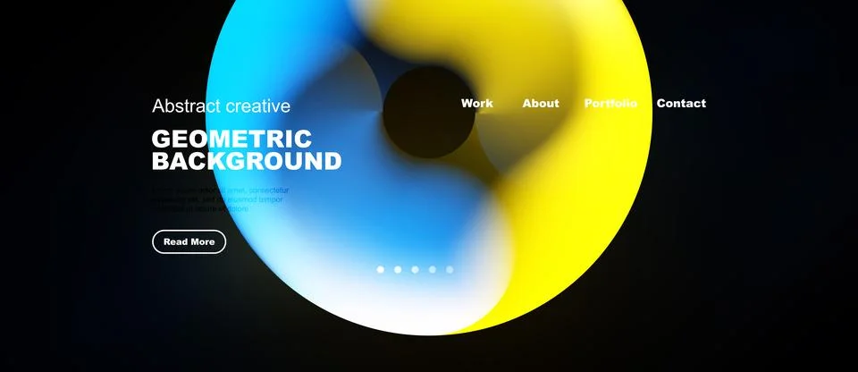 Abstract design features vibrant blue, yellow gradients. Website mockup inc.. イラスト素材
