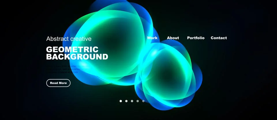 Abstract design features vibrant blue, green shapes over black background. Te Ilustração Stock