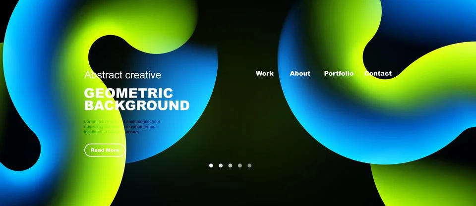 Abstract design features vibrant blue, green gradients. Text elements present Stockillustratie