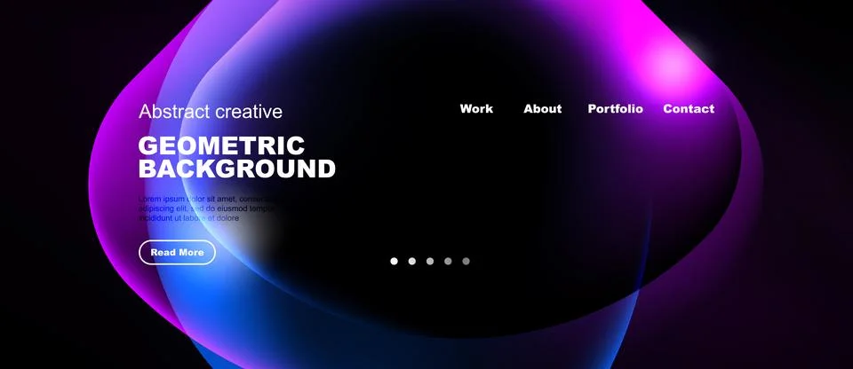 Abstract design features vibrant blue, purple gradients. Dark background Illustrazione stock