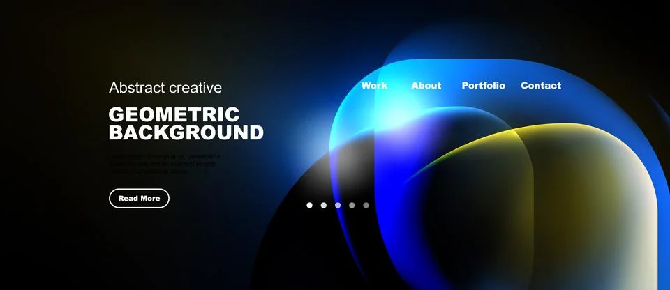 Abstract design features vibrant blue, yellow gradients. Website header inc.. Stock-Illustration