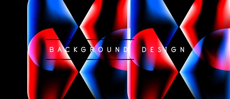 Abstract design features vibrant blue, red gradients. Geometric shapes inte.. Stock Illustration