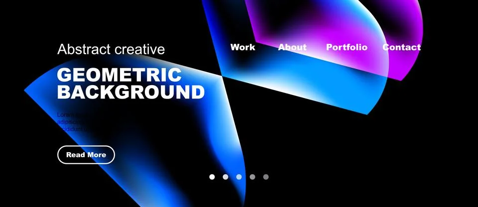 Abstract design features vibrant blue gradients, geometric shapes, text ele.. Stock Illustration