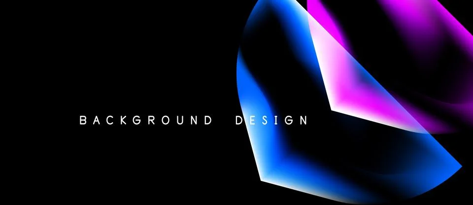 Abstract design features vibrant blue, pink gradients over black background. Stock Illustration
