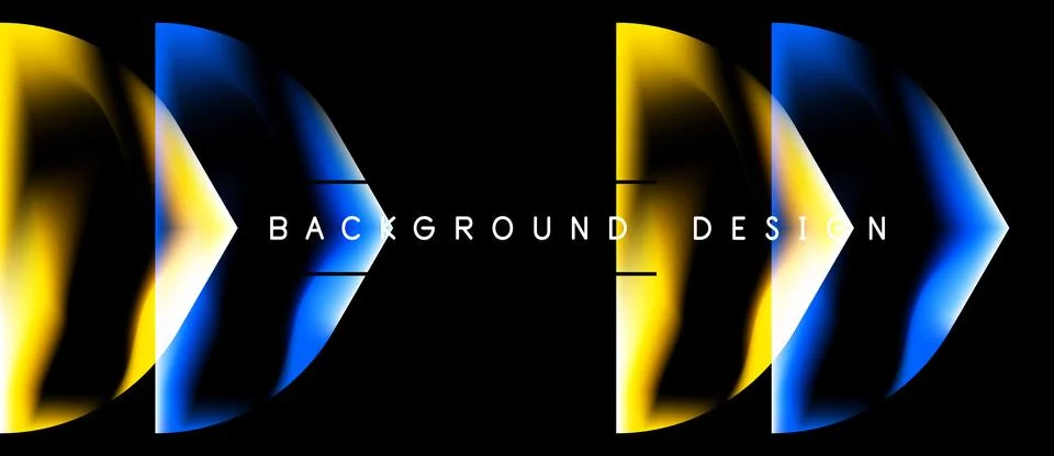 Abstract design features vibrant blue, yellow gradients. Arrows suggest mov.. Stock Illustration