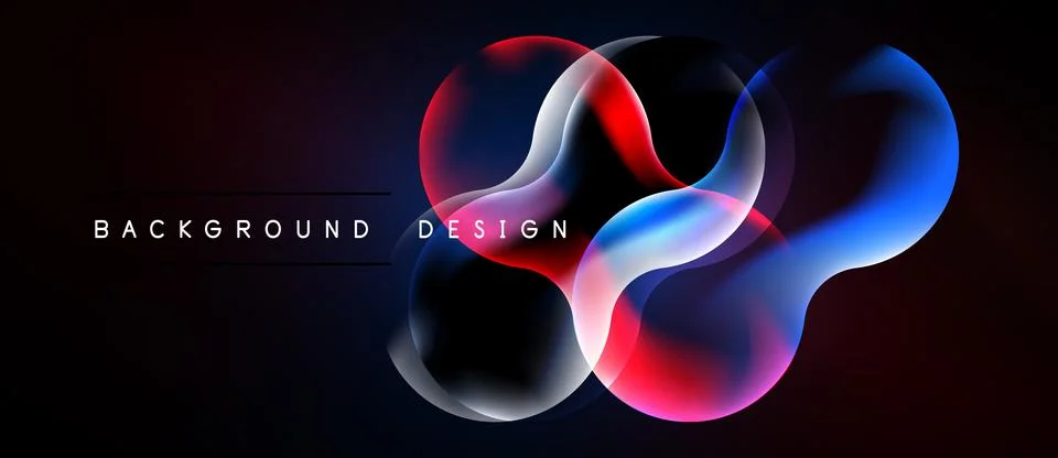 Abstract design features vibrant blue, red glows over dark background. Modern Stock Illustration