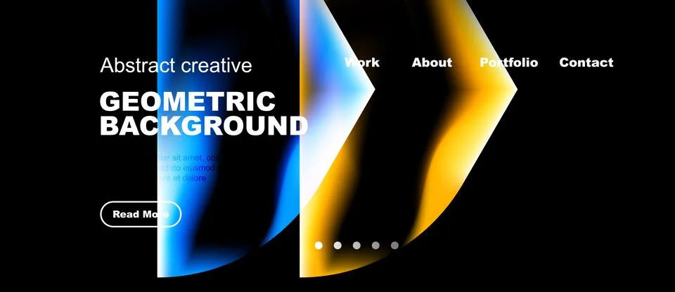 Abstract design features vibrant blue, yellow shapes. Website header includes イラスト素材