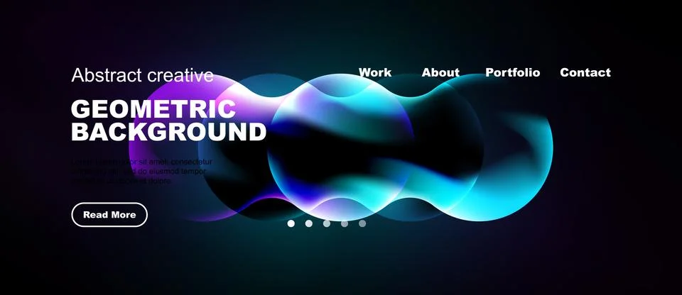 Abstract design features vibrant blue shapes over dark background. Text pro.. Stock Illustration
