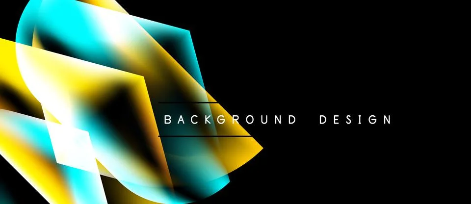 Abstract design features vibrant blue, yellow layers. Modern aesthetic, dark Stock Illustration