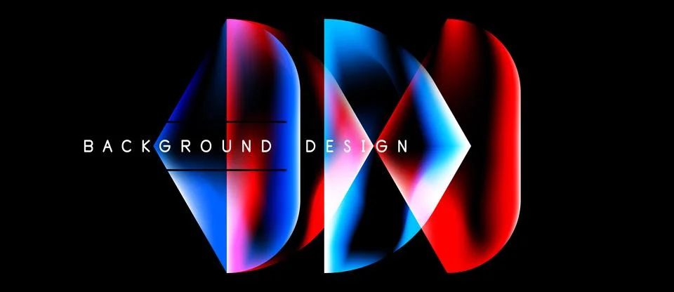 Abstract design features vibrant blue, red gradients. Shapes overlap creating Stock Illustration