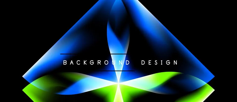 Abstract design features vibrant blue, green hues. Geometric shapes create Stock Illustration