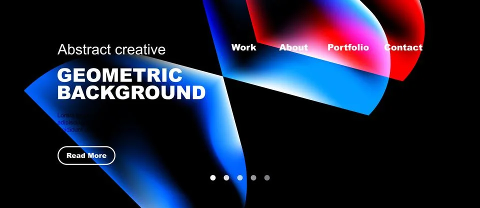 Abstract design features vibrant blue, red hues. Geometric shapes create mode Stock Illustration