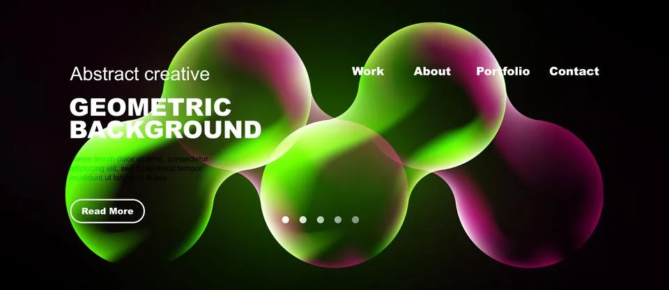 Abstract design features vibrant bubbles, gradients. Dark background highligh Illustration