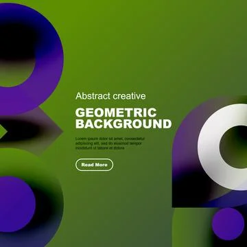 Abstract design features vibrant circles, text overlay, olive background. Modern Stock Illustration