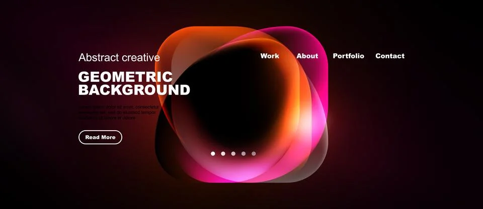 Abstract design features vibrant color gradients, text overlay, navigation .. Stock Illustration