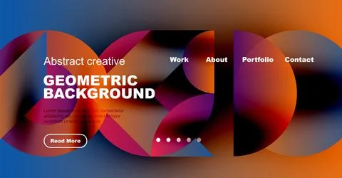 Abstract design features vibrant colors, geometric shapes, text elements, Illustrazione stock