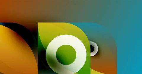 Abstract design features vibrant colors, flowing shapes, circular elements. 스톡 일러스트