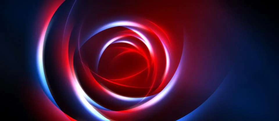 Abstract design features vibrant concentric circles. Red, white, blue hues Stock Illustration
