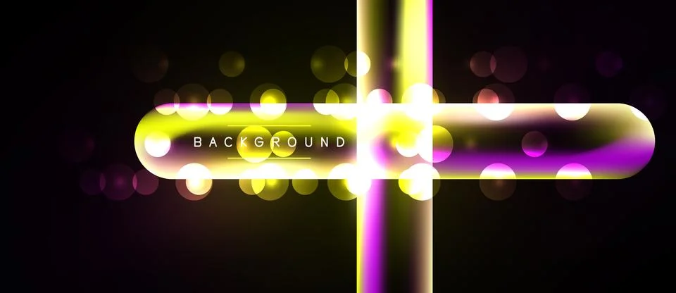 Abstract design features vibrant cross shape, glowing lights, dark background Stock Illustration