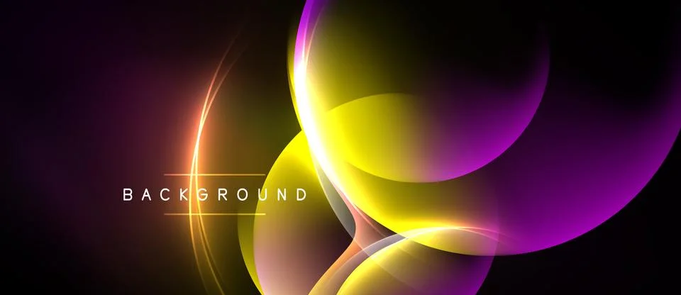 Abstract design features vibrant curves, glowing lines. Dark background Illustrazione stock