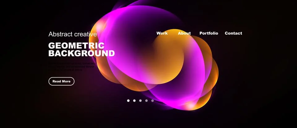 Abstract design features vibrant flowing shapes, text elements, dark backgr.. Stock Illustration