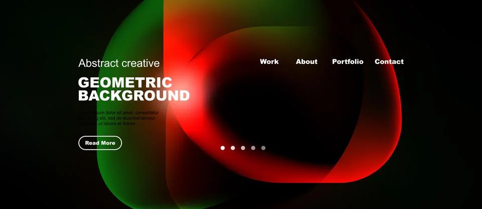 Abstract design features vibrant flowing shapes over dark background. Text Ilustração Stock