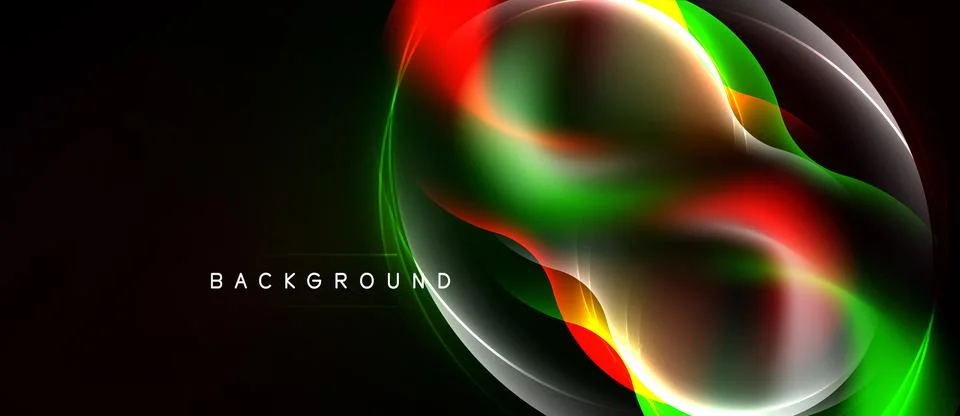 Abstract design features vibrant flowing lines. Red, green, white colors blen Stock Illustration