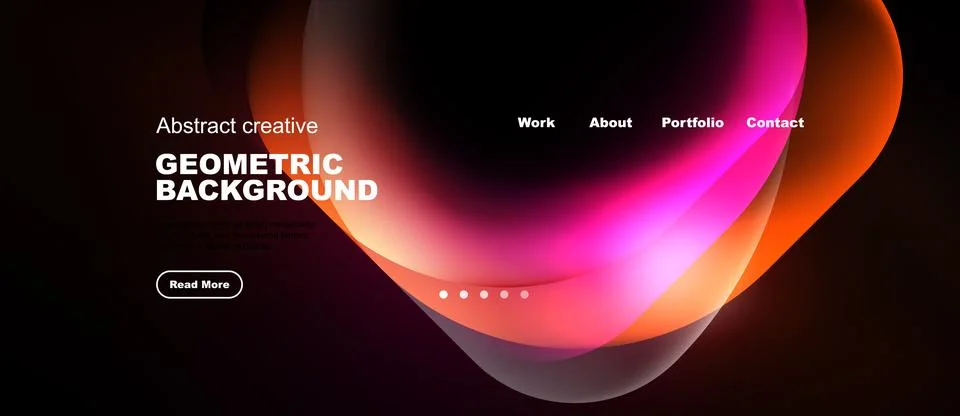 Abstract design features vibrant fluid shapes over dark background. Website Ilustração Stock