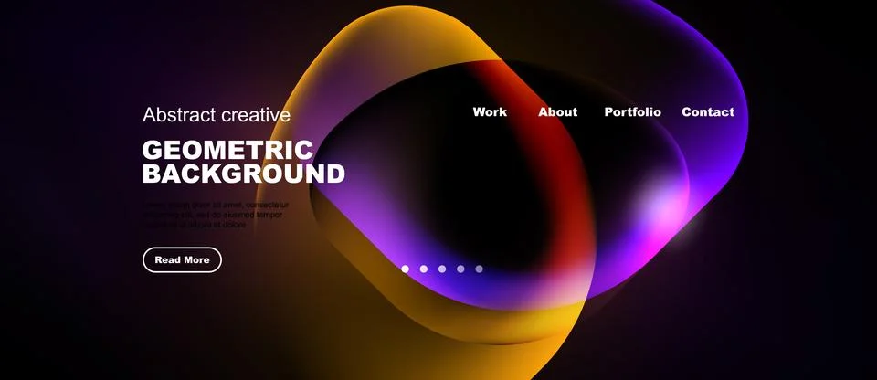 Abstract design features vibrant fluid shapes, dark background. Website heade 스톡 일러스트