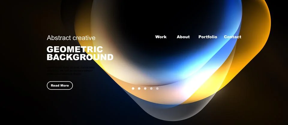 Abstract design features vibrant fluid shapes, dark background. Website heade 스톡 일러스트