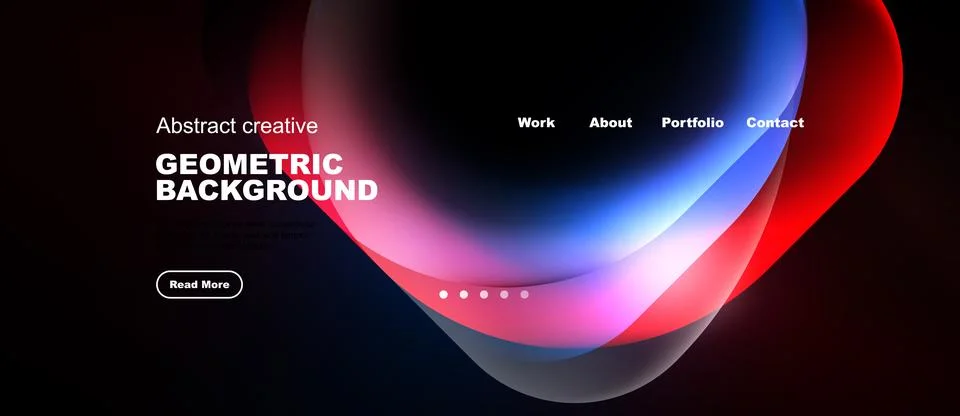 Abstract design features vibrant fluid shapes, dark background. Website heade 스톡 일러스트