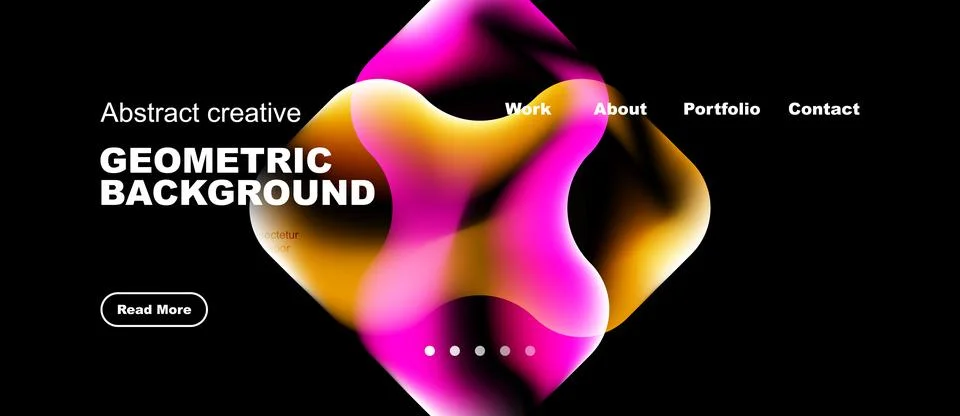 Abstract design features vibrant fluid shapes, dark background, minimal text イラスト素材