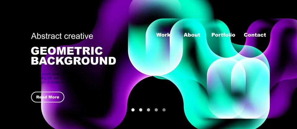 Abstract design features vibrant fluid shapes, dark background. Navigation イラスト素材