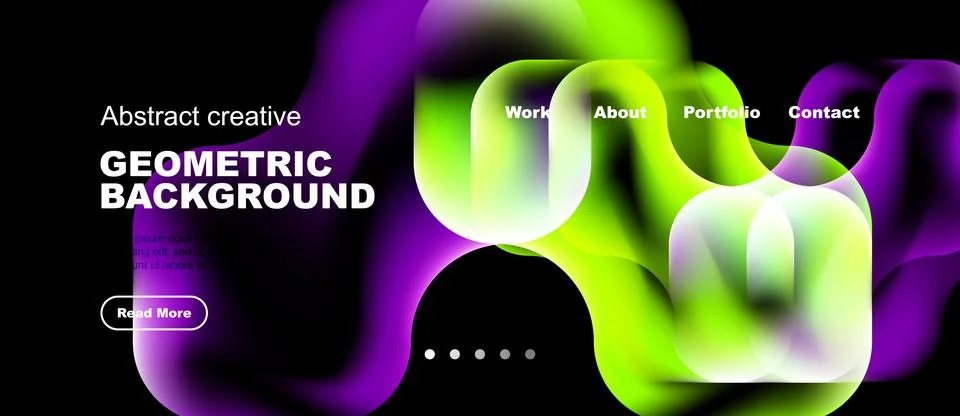 Abstract design features vibrant fluid shapes, dark background. Navigation 库存插图