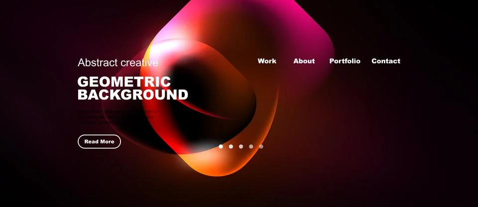 Abstract design features vibrant fluid shapes, dark background. Website heade Stockillustratie