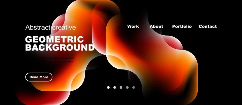 Abstract design features vibrant fluid shapes over dark background. Website Stock-Illustration
